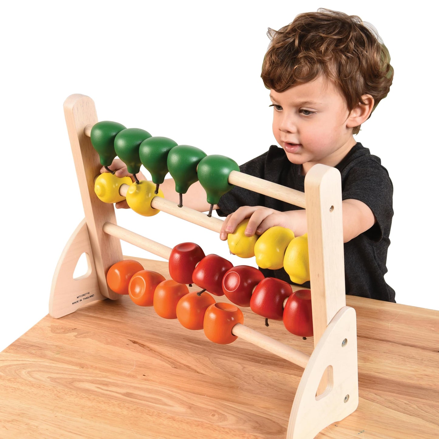 Montessori Hardwood Fruit Abacus – Toddler Counting & Color Recognition Math Toy for Fine Motor Skills, Early Childhood & Special Needs Learning