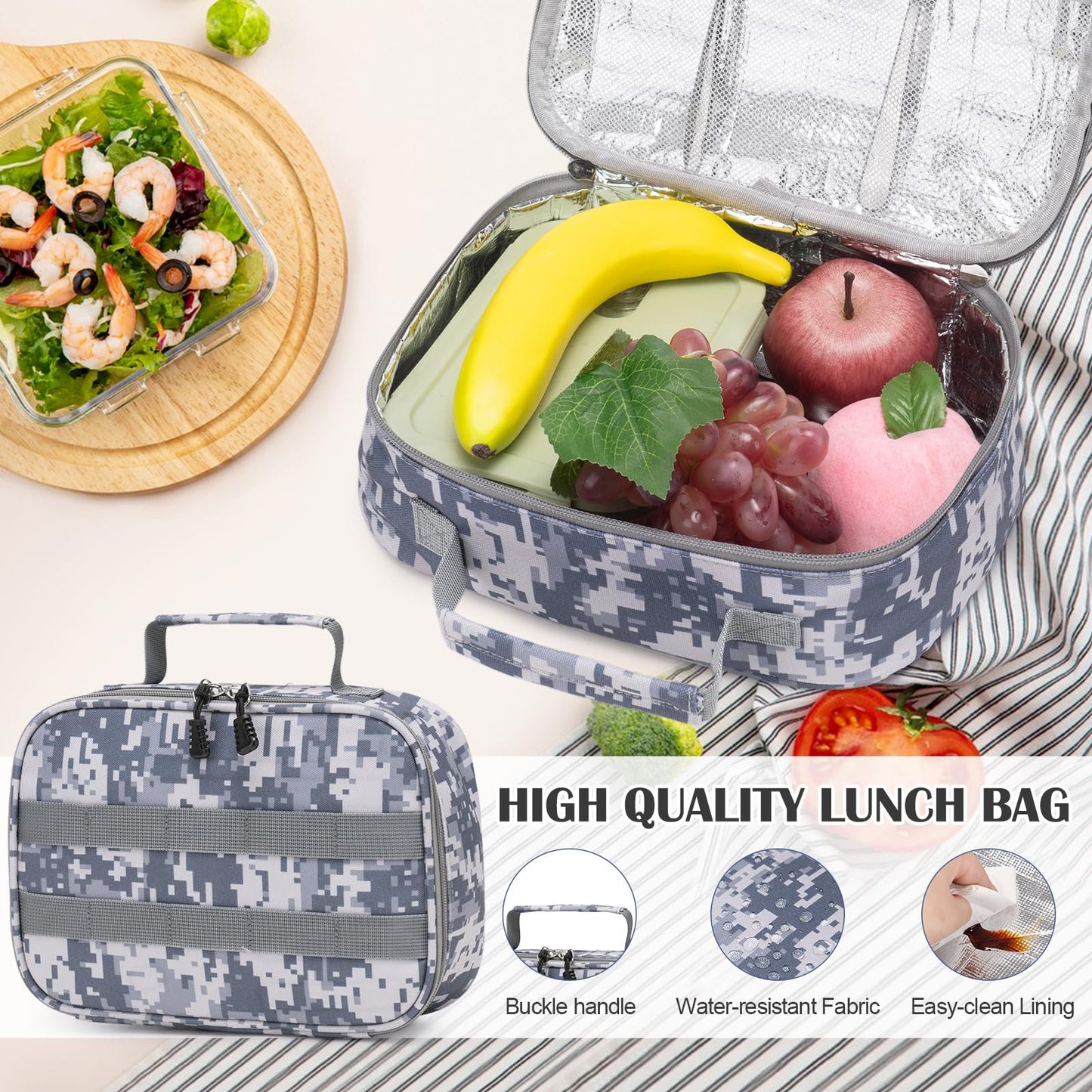 DIGOBAY Camo Backpack for Boys, Tactical Boys Backpack for School, Kids Backpack With Lunch Box Pencil Case USB Charging Port Military Army Book Bags for Boy Teens Kids Elementary Middle High School