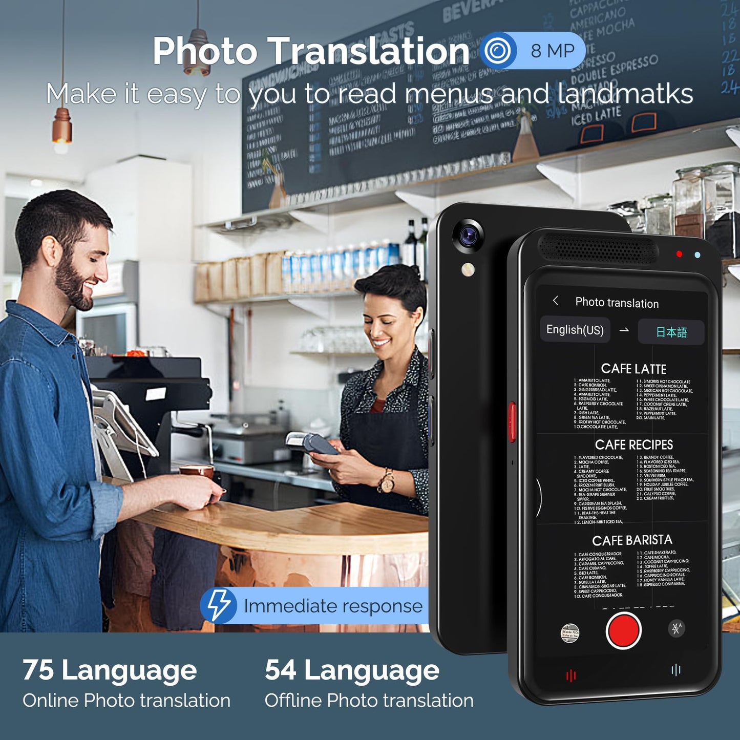 Language Translator Device No WiFi Needed, Two-Way Real Time Translator Device Upgraded ChatGPT, 150+ Languages Instant Translator, Offline&Text&Photo&Voice Translation for Travel Business Learning