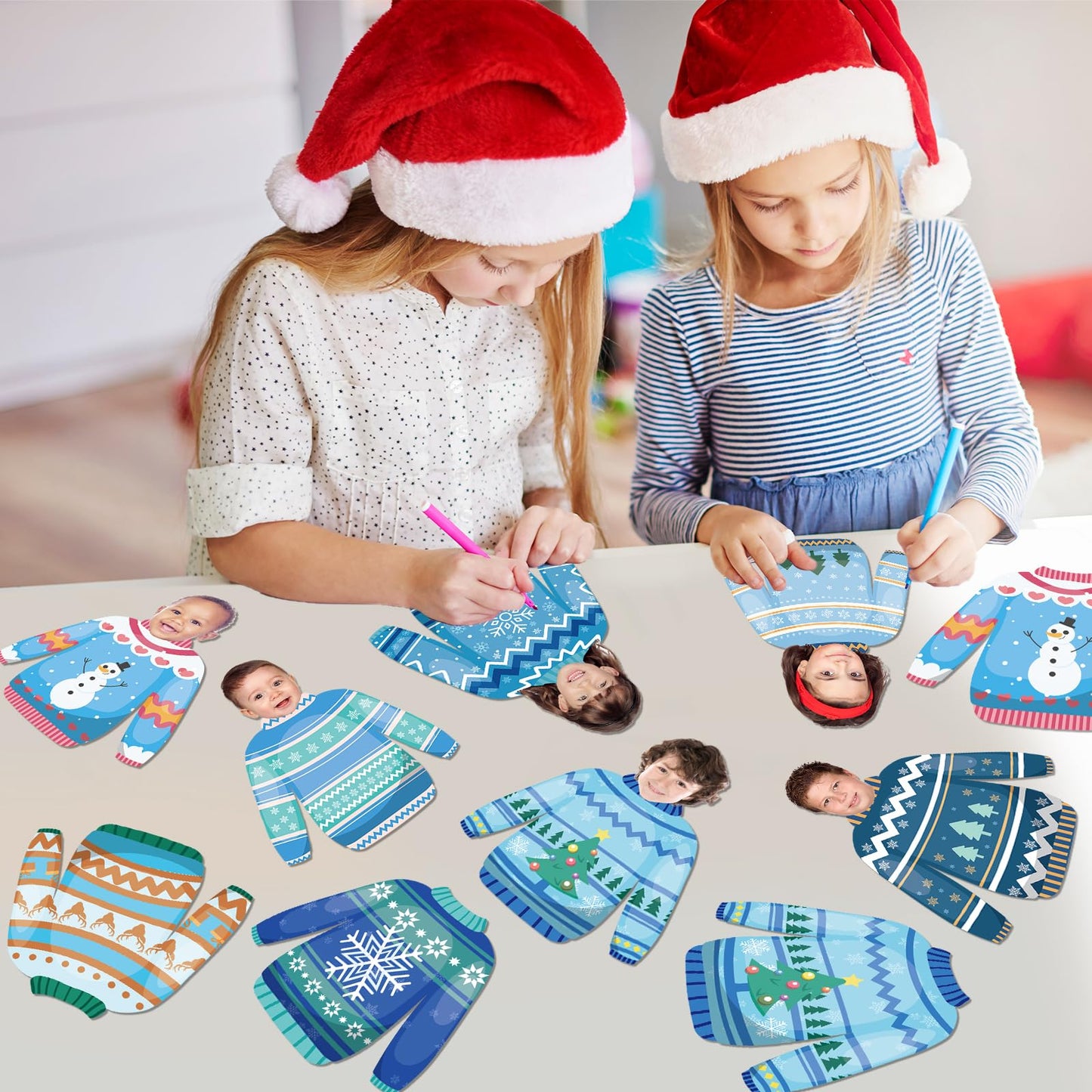 60pcs Winter Theme DIY Cutouts Sweater Bulletin Board Decoration Set Christmas Sweater Paper Cut-Outs Decor for Winter Holiday DIY Photo Craft Xmas Party School Classroom Wall Door Supplies