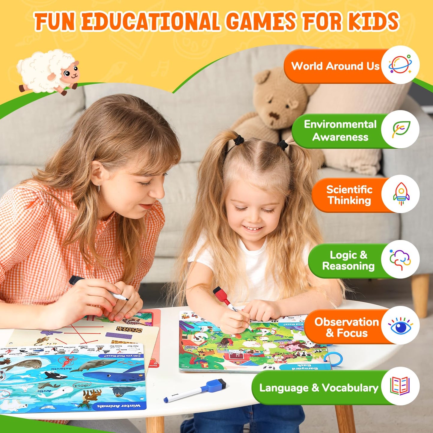 JoyCat Seek & Find Game Book - Animal Preschool Learning Activity for Toddlers & Kids, Travel Activities Toys for Road Trip Car Airplane, Christmas Toys, Educational Gifts for Boys Girls Ages 3-5