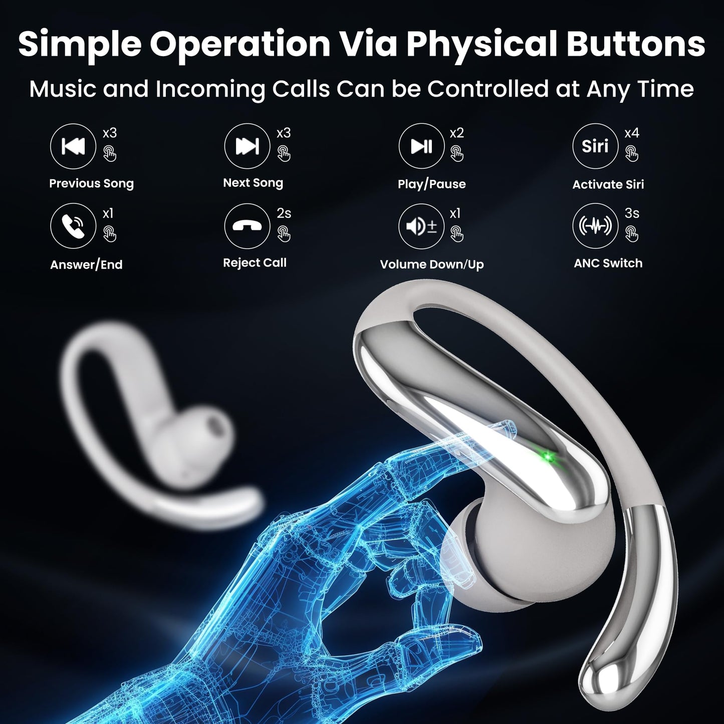 RichEast AI Translation Earbuds Real Time 50H Playtime Translator Ear Buds Audifonos Traductores Inglés Español 4-in-1 Translator Wireless Earphones for Trave/l Business/Learning Beige