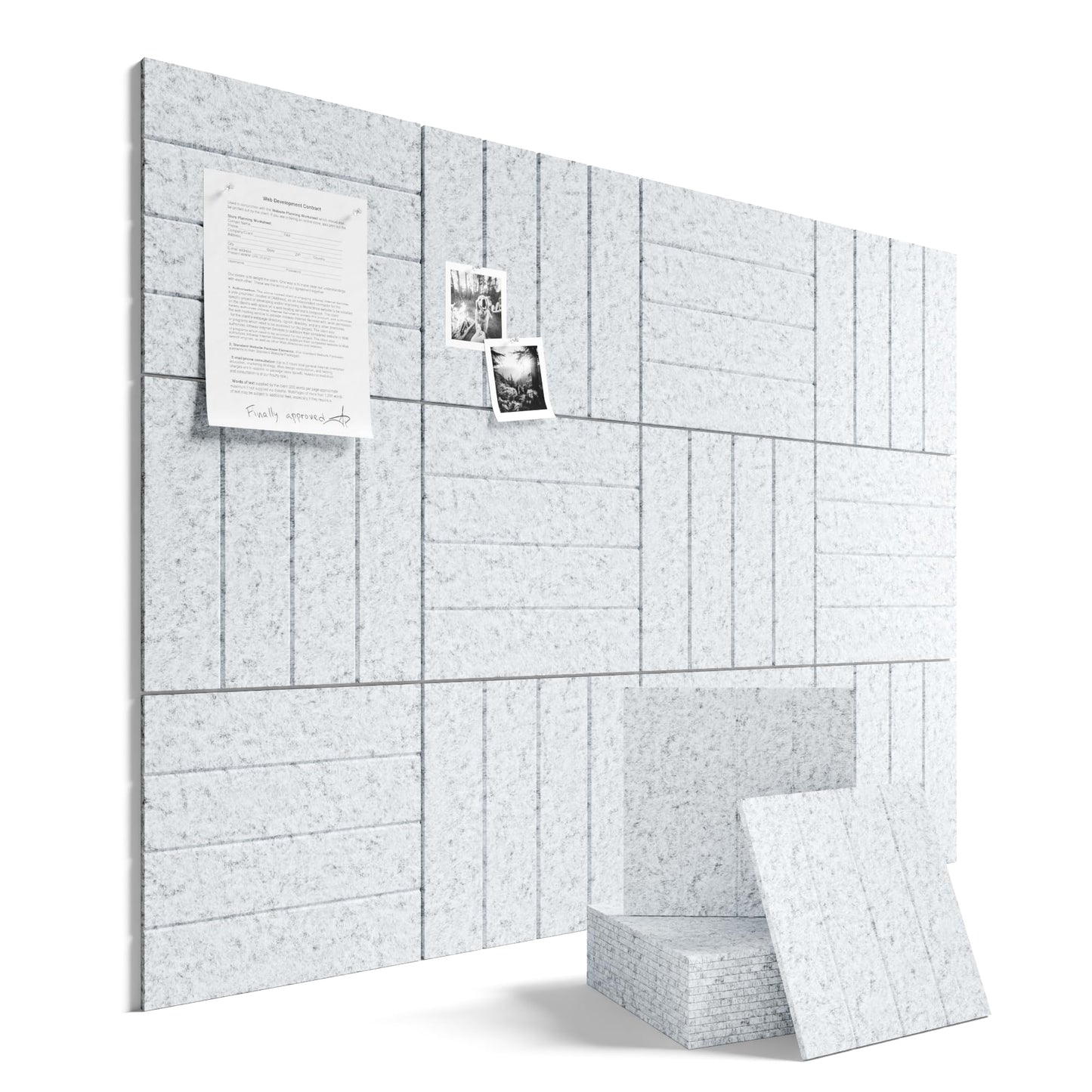 Fluxynara Large Felt Bulletin Board 48" x 36" Cork Board Alternative-12 Pack with 70 Safe Removable Adhesive Tabs, Cork Boards for Walls Cork Board for Home Office Classroom Pin Board-Light Gray