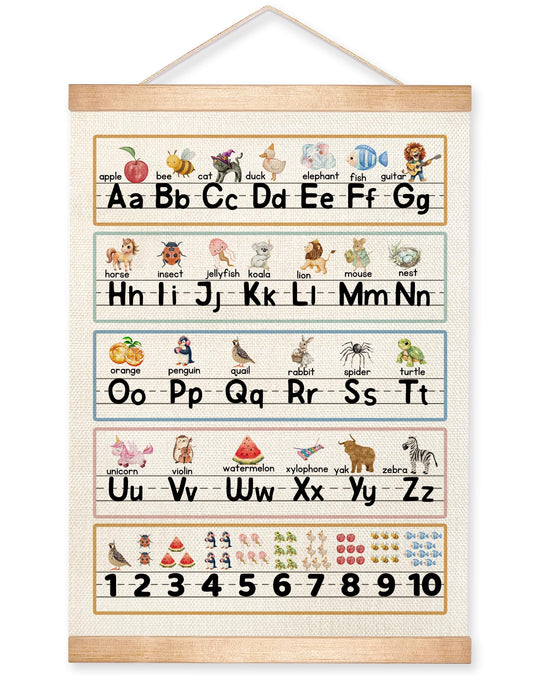 Alphabet and Numbers Educational for Classroom Decor,Colorful Educational Poster for Toddlers 1-3,Toddler Learning Poster for Ages 3-5 for Nursery Playroom,Classroom Must Haves 14x18.5Inch(Colorful-03)