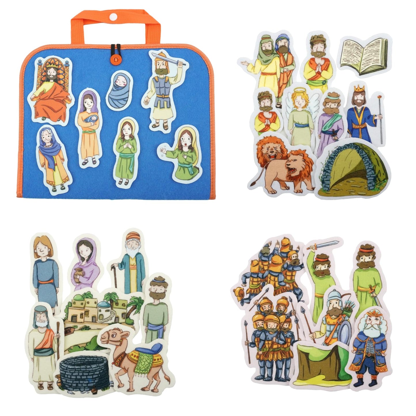 CHEFAN Bible Stories Felt Board Set for Kids, 4 Interactive Old Testament Stories for Sunday School, Christian Preschool Learning Toy