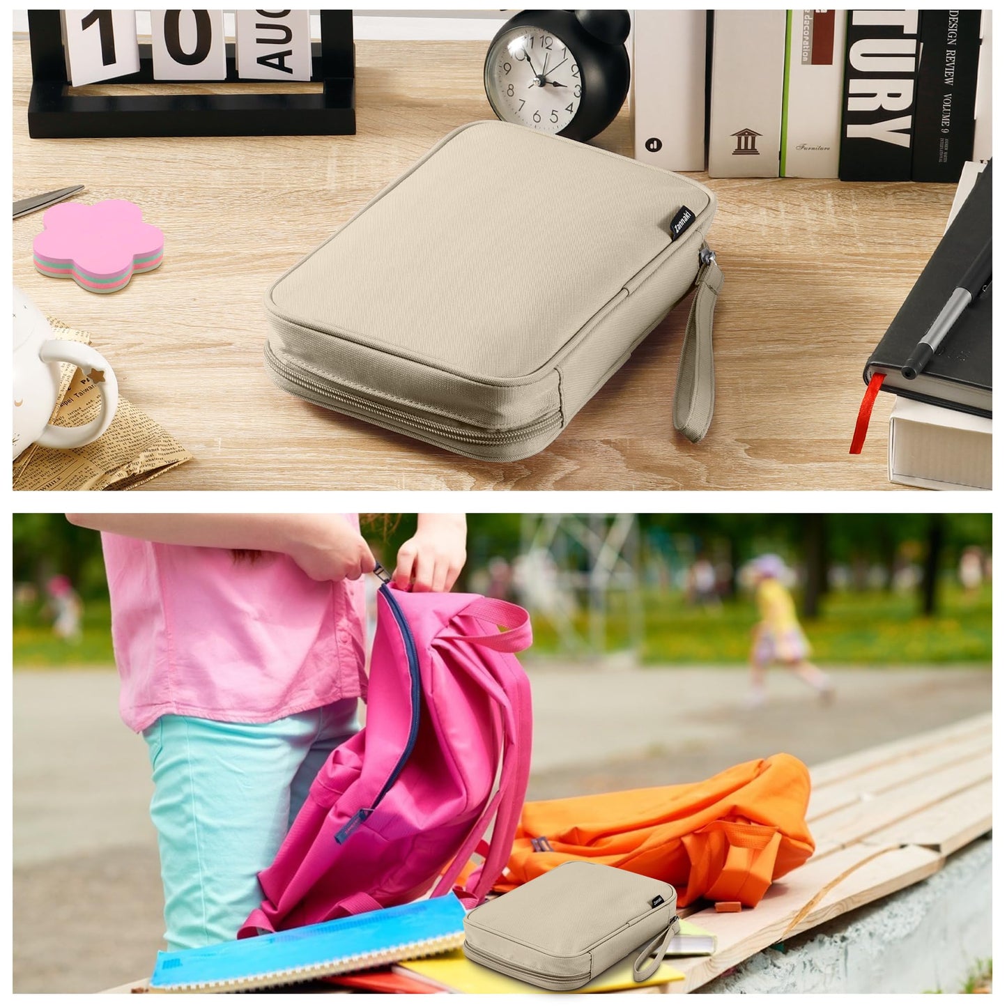 Zannaki Big Capacity Storage Pouch Marker Pen Pencil Case Simple Stationery Bag Box Art Tool & Sketch Storage Boxes for Bullet Journal Middle High School Office College Student Girl Women Adult Teen