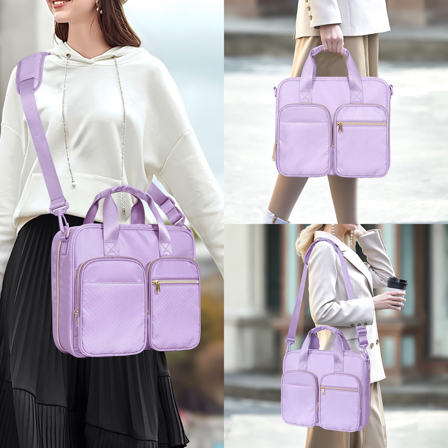 Prokva 3 Ring Zipper Binder, 2 Inch Ring Binder Organizer Bag with Shoulder Strap Fits 13 Inch Laptop and 500 Sheets, Purple(Empty Bag Only)