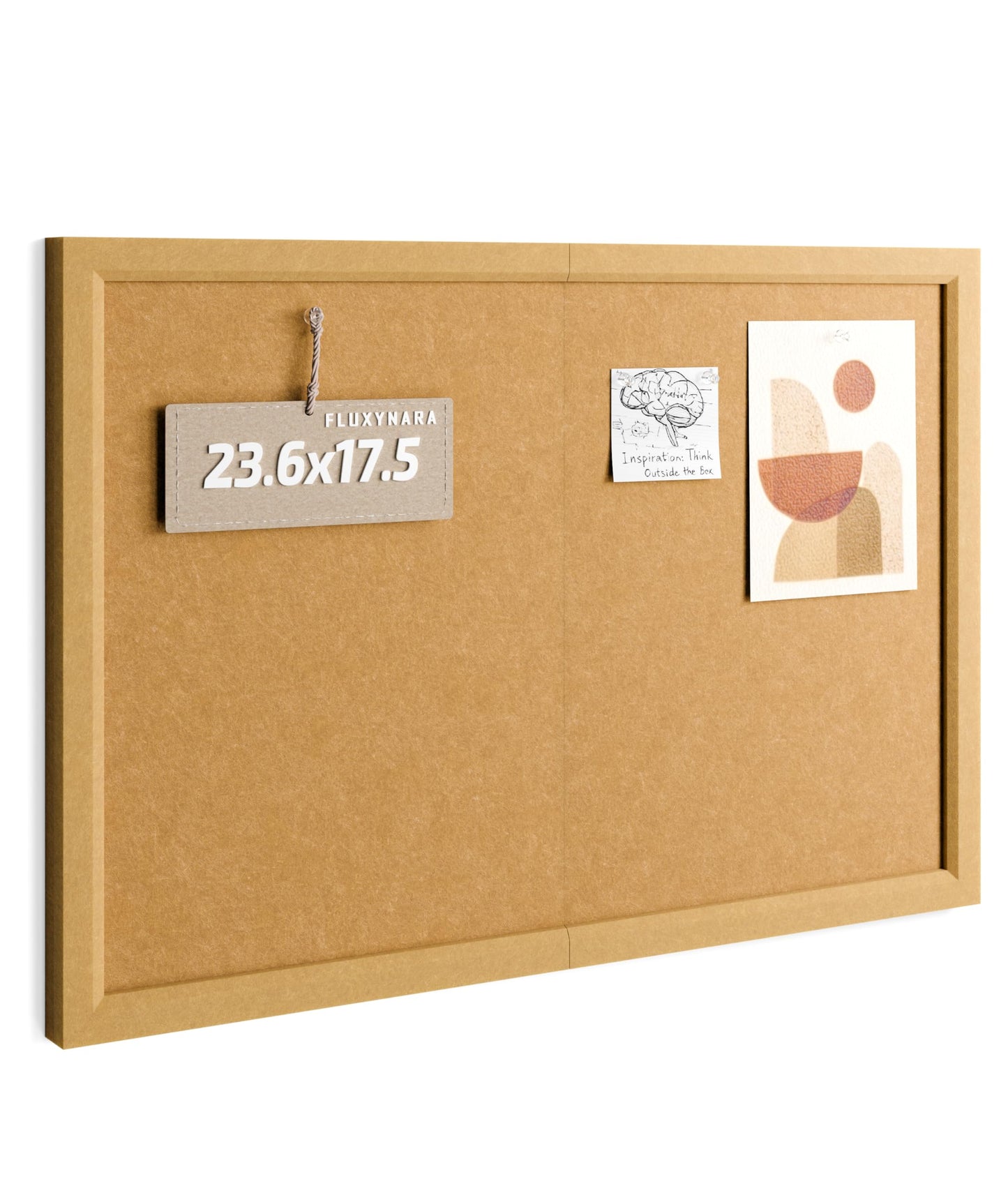 Fluxynara Bulletin Board with Mustard Yellow Frame, 23.6" x 17.5" Cork Board Alternative with 12 Safe Removable Adhesive Tabs, Foldable Felt Pin Board for Home Office, Classroom—Sunset Yellow