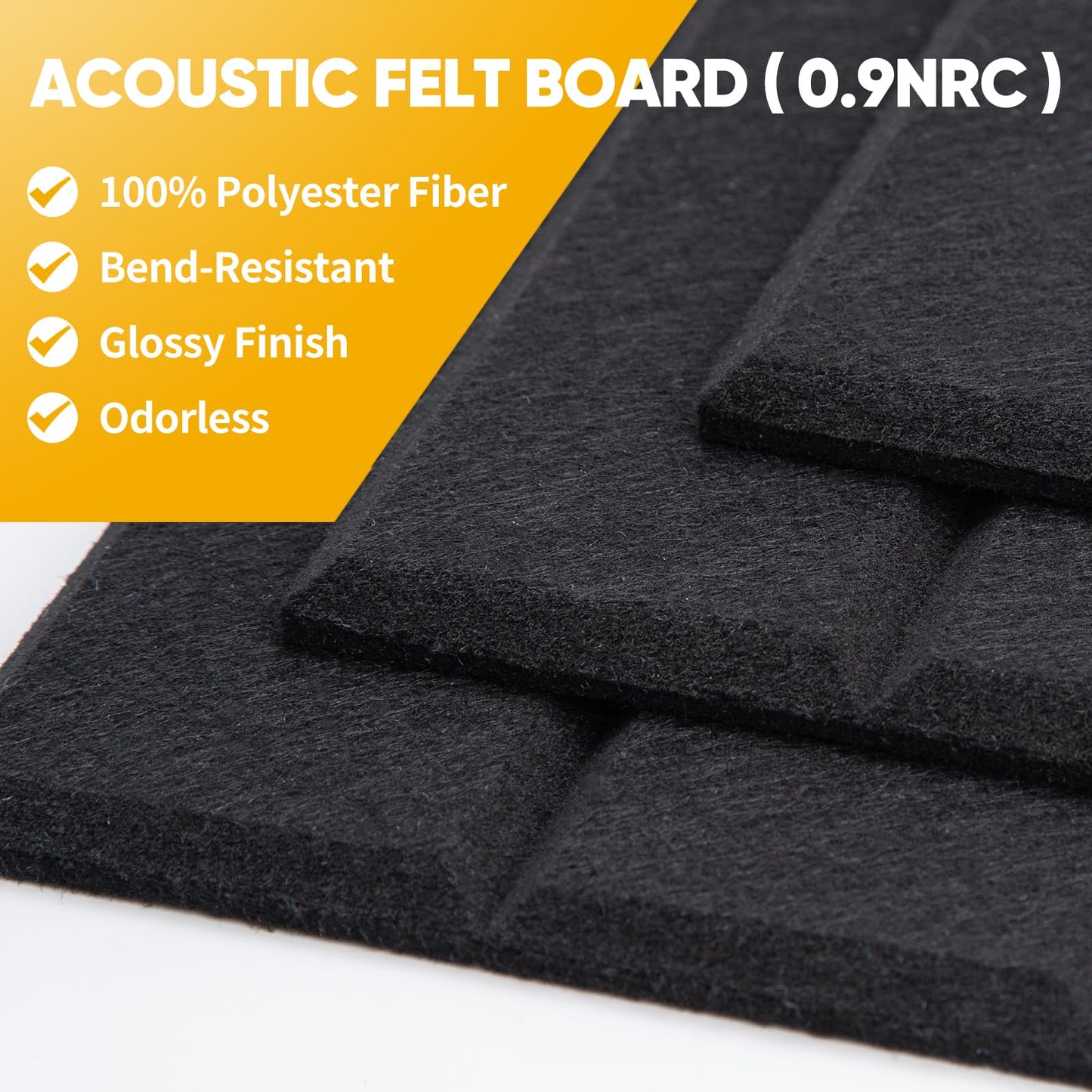 Corodo Large Cork Board Alternative - 48" x 48" Felt Bulletin Board with Pushpins & Adhesive Tabs, 16 Pack Tac Boards Tiles for Office Classroom Wall Decor, Wall Protector for Dart Board - Black