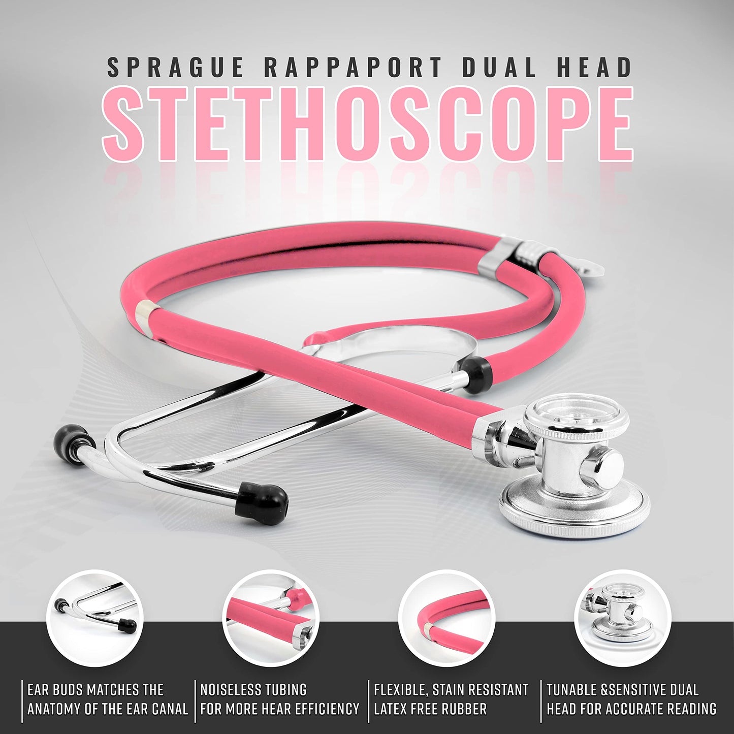 ASA TECHMED Physical Therapy Home Health Aide Comprehensive Kit - Carrying Bag, Blood Pressure Cuff, Stethoscope, Gait Belt- Pink