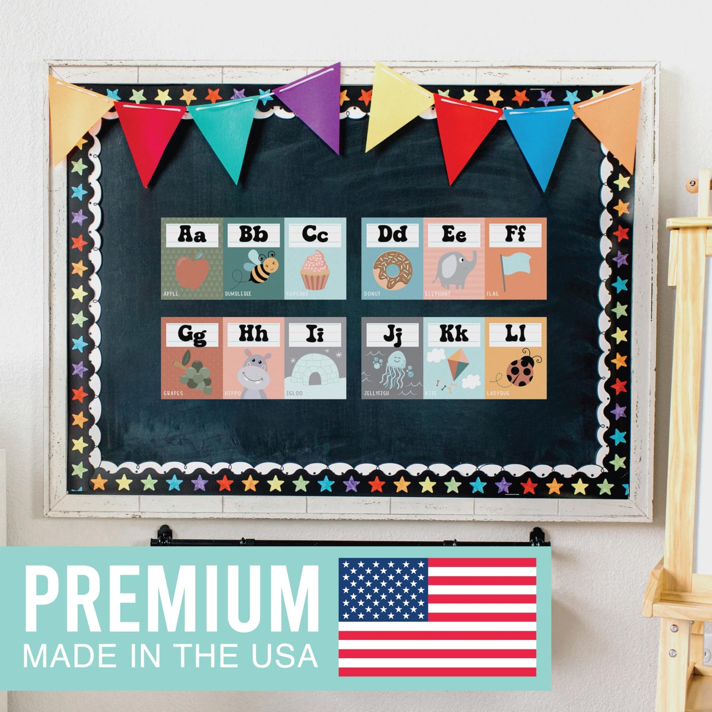 Hadley Designs Alphabet for Classroom Wall Decor - ABC Posters for Classroom Wall Chart Preschool & Kindergarten, ABC Letters & Number Line Elementary, Alphabet Cards, Retro Classroom Decor