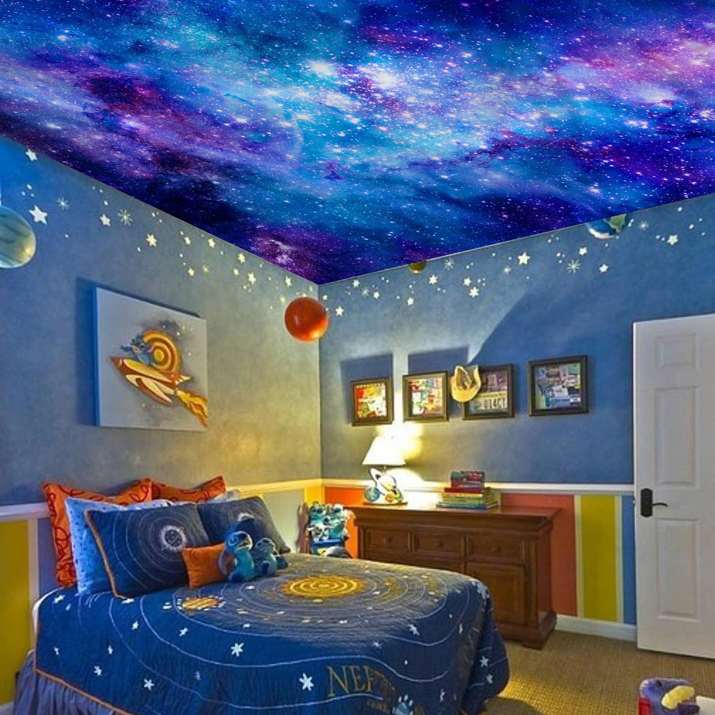 Apdidl Galaxy Space Backdrop Tapestry for Bedroom Aesthetic, Blue Purple Night Starry Sky Stars Universe Ceiling Tapestry, Mysterious Nebula Wall Hanging Room Decor for Living Room Dorm 51'' x 60''