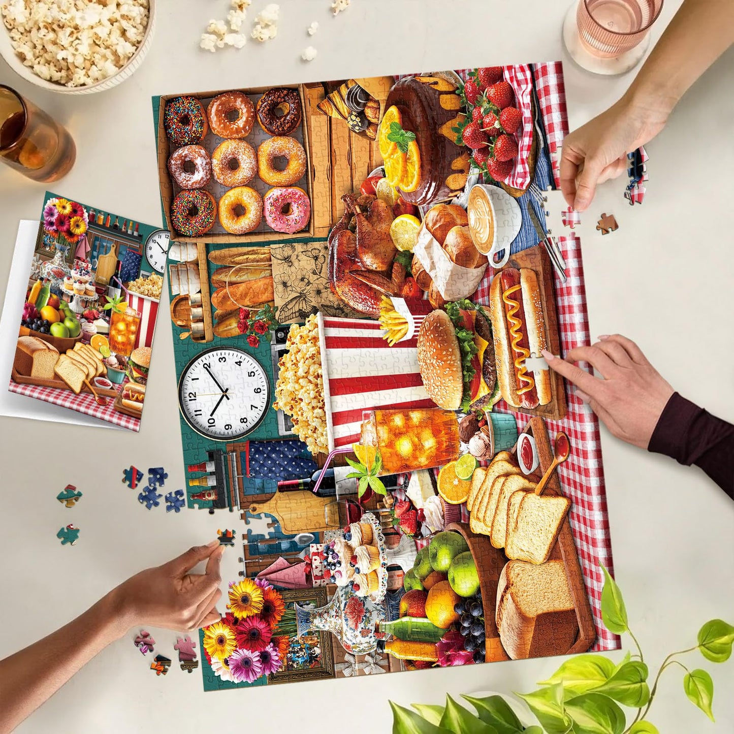 TangMosaic Food Feast Jigsaw Puzzles, Puzzles for Adults 1000 Pieces, Lumière's Banquet Impossible Challenging Puzzles Game, Interlock Perfectly No Dust, Gifts for Easter Father's Mother’s Day