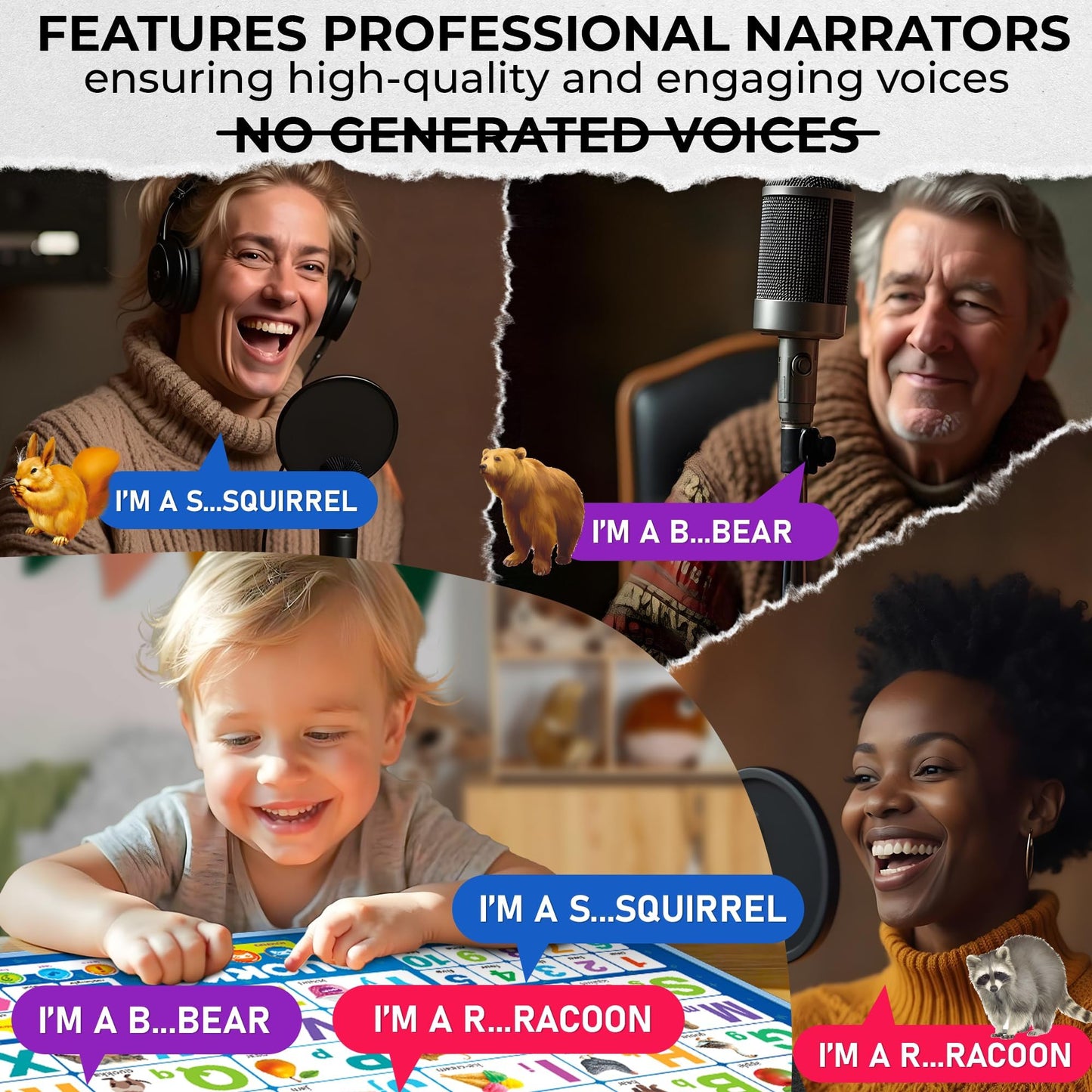 QUOKKA Educational Toys for Kids 5-7 Year Old - Blue ABC Chart Learning Wall Chart for Toddlers Age 3 4 6+ - Interactive Speech Therapy Poster Boy Girl - Autism Puzzle Game 8-10-12