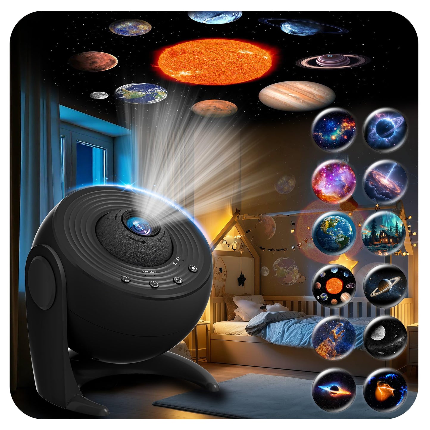 FlyLily Galaxy Projector for Bedroom, 13 in 1 Planetarium Star Projector with Solar System & Constellation, 360° Rotating Galaxy Light, Space Night Light Projector for Kids Adults Gifts