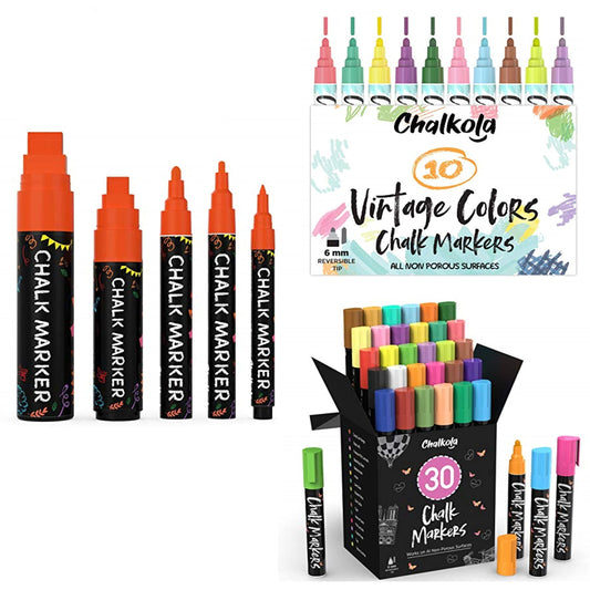 Chalkola 5 Orange Variety + 30 markers 6mm + 10 Vintage 6mm bundle