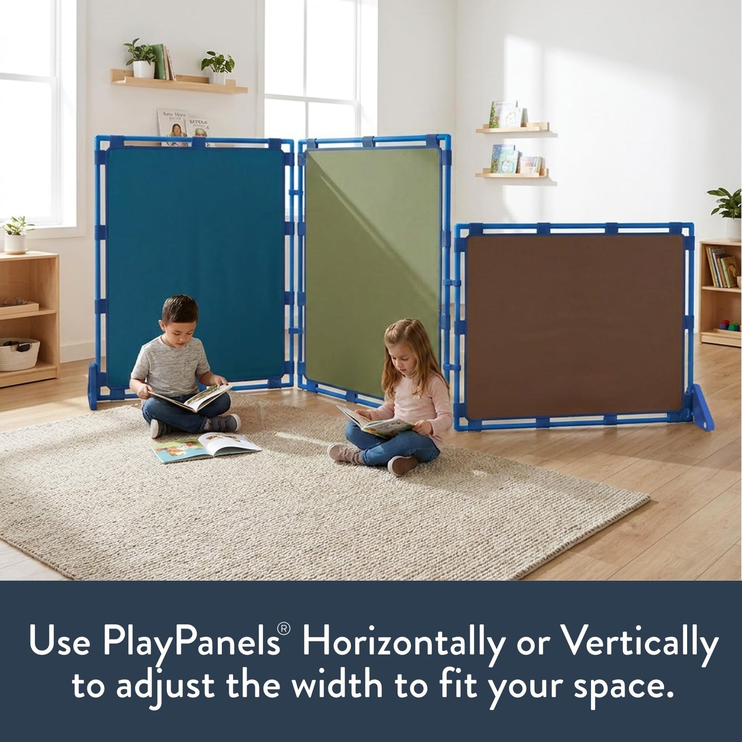 Children's Factory Big Screen PlayPanel - Set of 3, Kids Room Divider, Classroom Privacy Screen, Cantilever Feet Included, Woodland