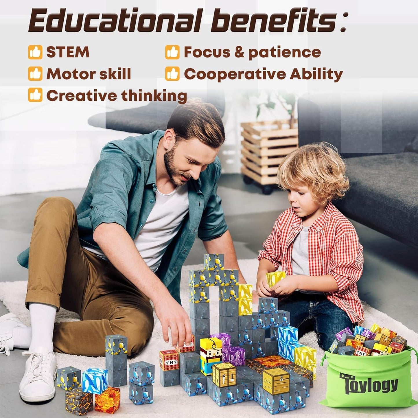 Magnetic Blocks-Build Mine Magnet World Sword Edition Mine Sword Caverns Magnet Building Craft Toddler Toys for Boys & Girls Age 3-4 4-5 6-8, Sensory Montessori Toys for Kids for 3+