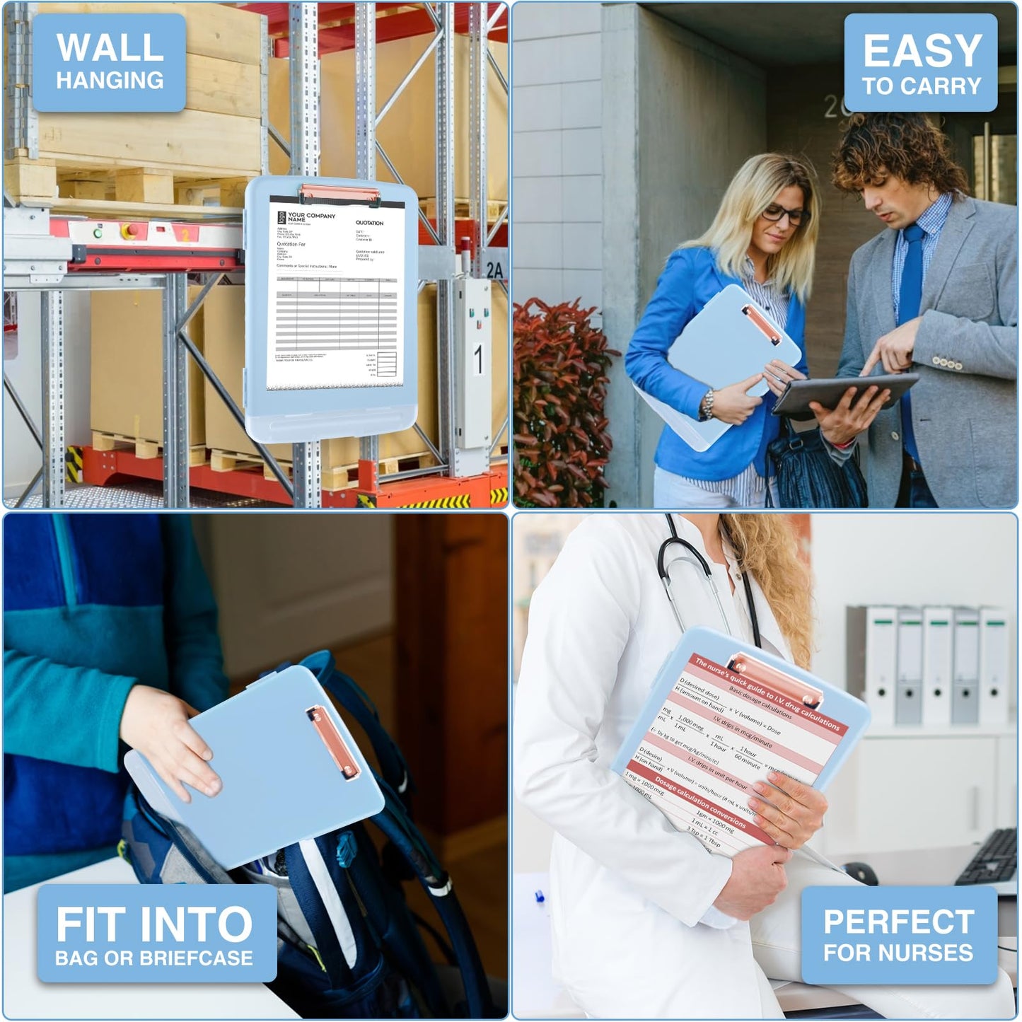 Sooez Clipboards with Storage, High Capacity Clip Boards 8.5x11 with Pen Holder, Heavy Duty Plastic Paper Organization Folder Cases, Letter / A4 Size for Nurse Teachers, School & Office Supplies