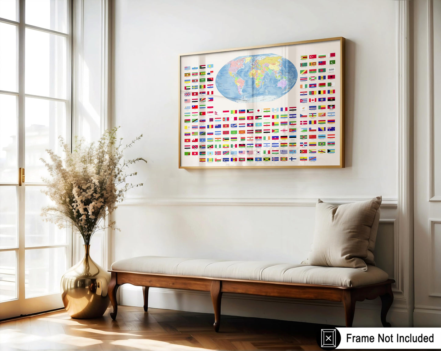 Poster Master Flags of the World Poster - World Map Print - Learning Materials Art - Educational Art - Gift for Kids, Students & Teacher - Wall Decor for Classroom or Library - 8x10 UNFRAMED Wall Art