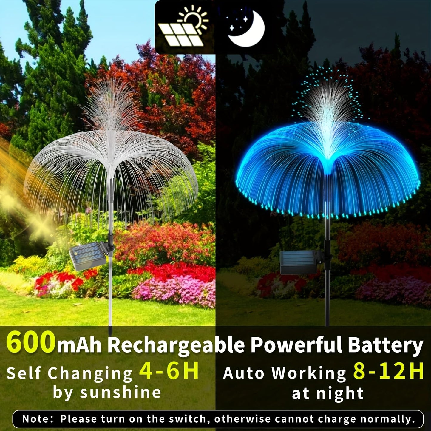 Axafnev Solar Garden Lights - 3 Pack Color Changing Jellyfish Design, Waterproof, 1 Size, Model JT00066GYUS