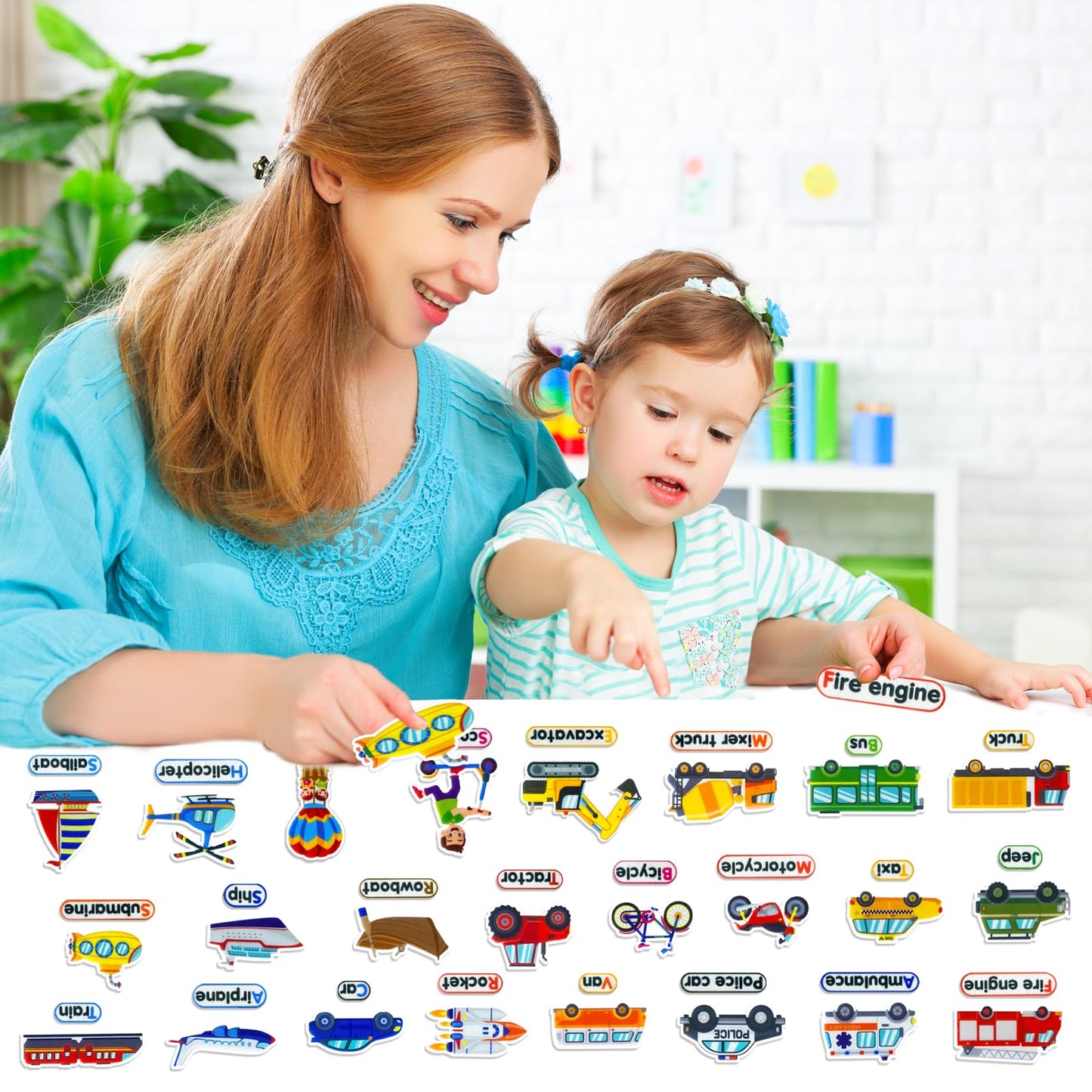 PENGFULL Felt Transportation Vehicles Learning Pieces,48 Felt Flannel Board Pieces,Air Land Sea Airplane Learning for Toddlers for Kindergarten,Preschool,Toddlers