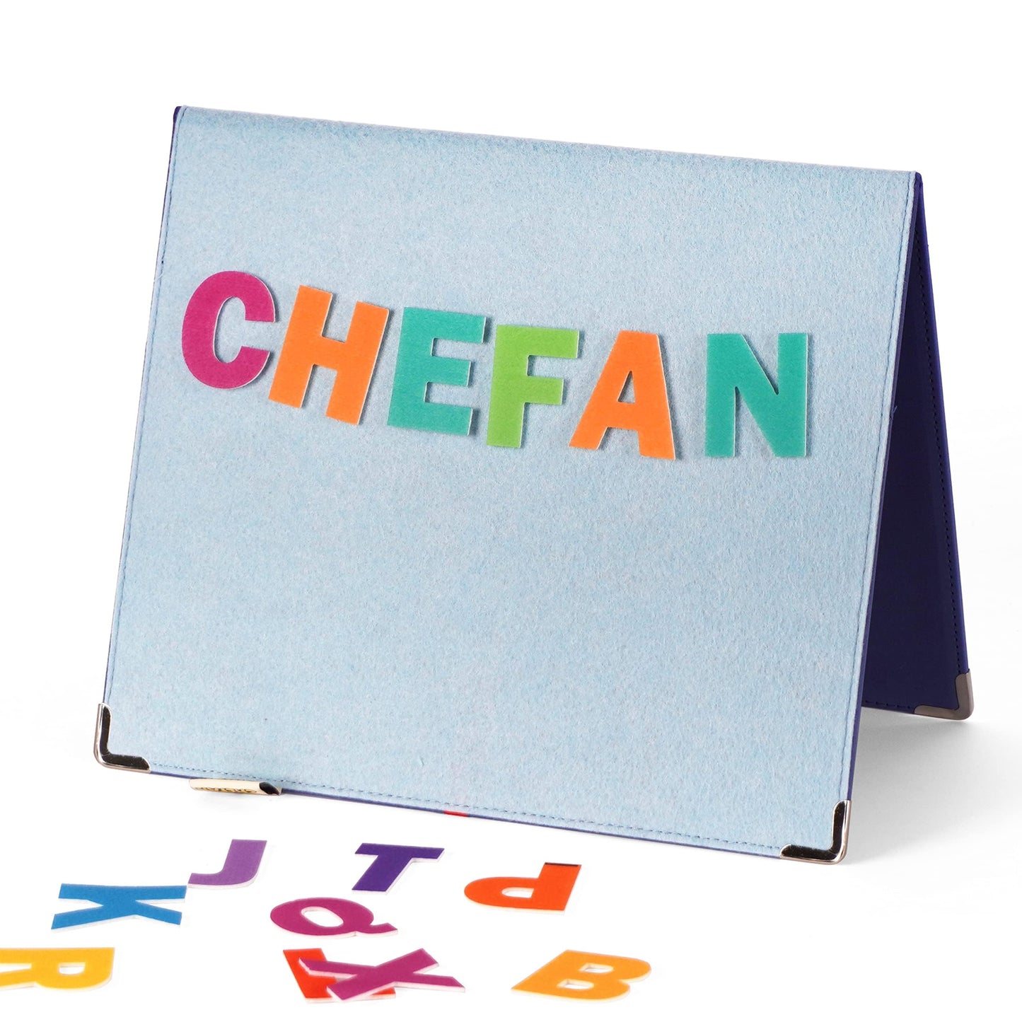 CHEFAN Foldable Felt Board for Toddlers 22 x 13, Freestanding Flannel Board for Kids, Preschool Classroom and Daycare Storytelling Display, Compatible with Felt Set, Blue