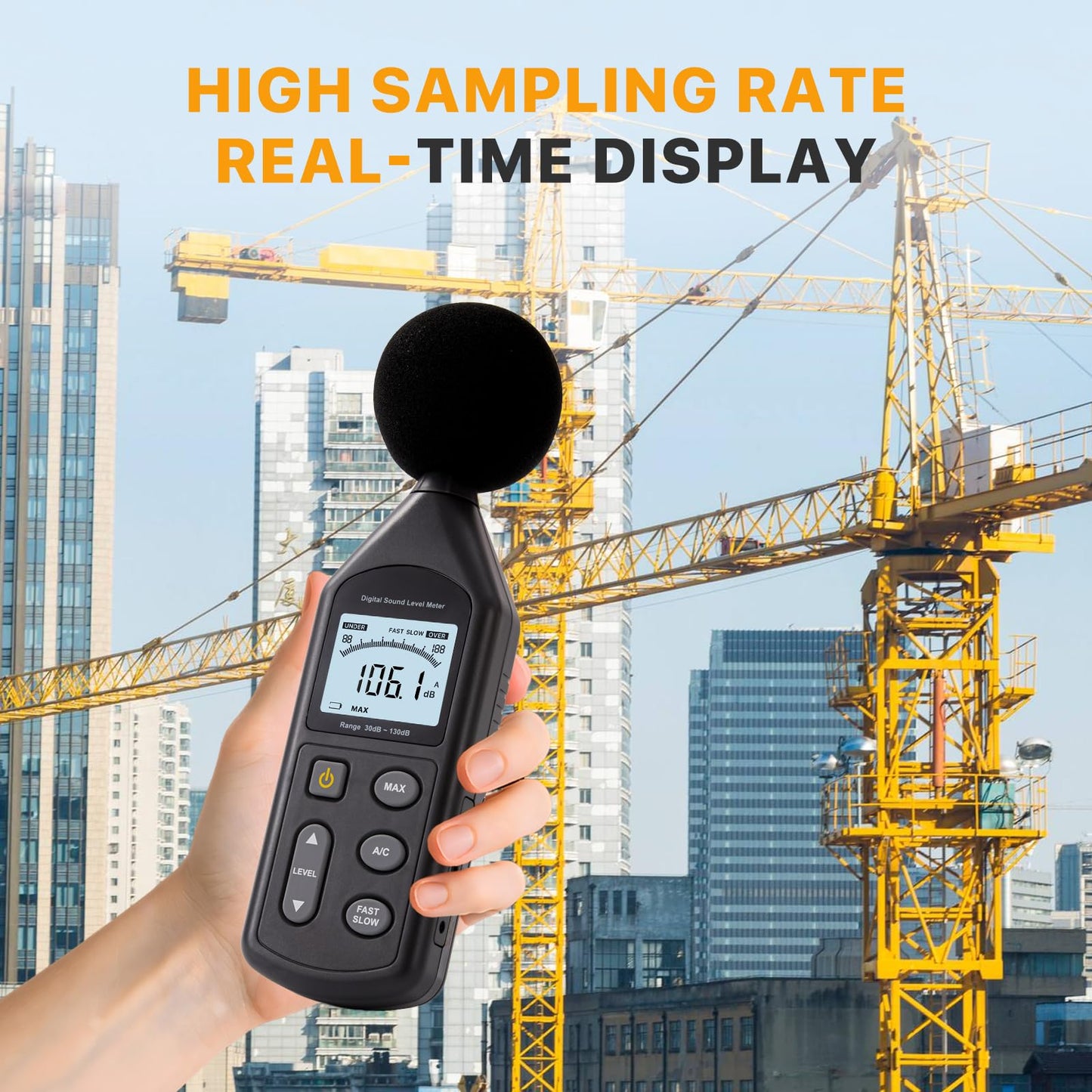 Digvliy DB-01 Decibel Meter, Professional Sound Decibel Meter with A/C Weighting, Fast/Slow Response, 30-130dB Range,for Home, Office, Factory, Noisy Neighbors