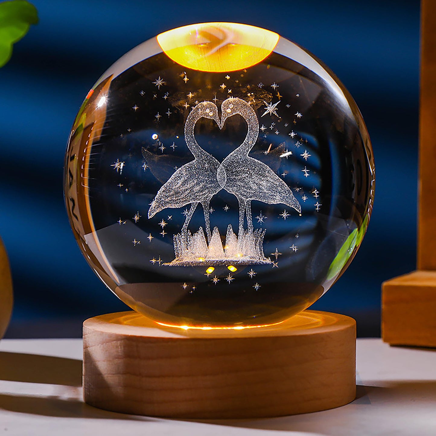 3D Flamingo Gifts for Women - Crystal Ball 60mm Flamingo Figurine Decor Glass Animals Stuff for Room Birthday Keepsake Paperweight
