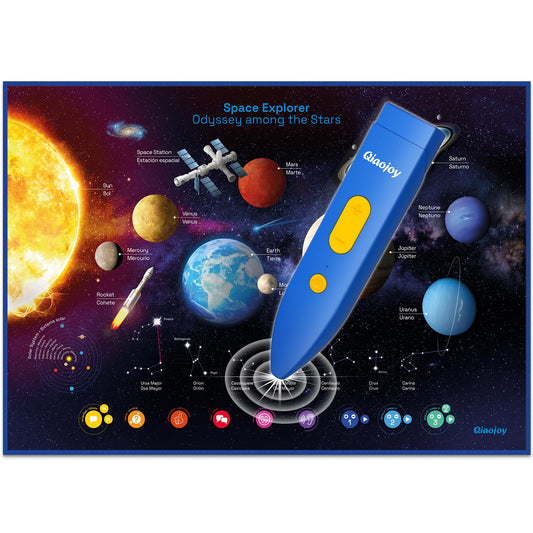 Bilingual Interactive Solar System Poster for Kids – Educational Talking Space Poster for Kids Aged 3-12, STEM Learning Toy, Ideal for Classroom & Home, Space-Themed Wall Decor