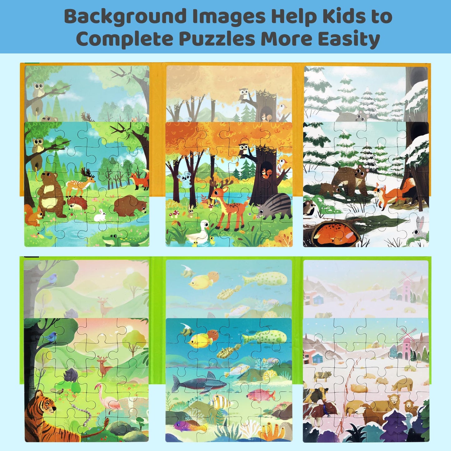 Magnetic Puzzle for Toddlers 3-5 2PK-120PCS-6 Animal Themes Puzzles for Kids 4-6 Travel Puzzle for Airplane/Car/Road Trip/Gift Toys for 3-8 Girls and Boys