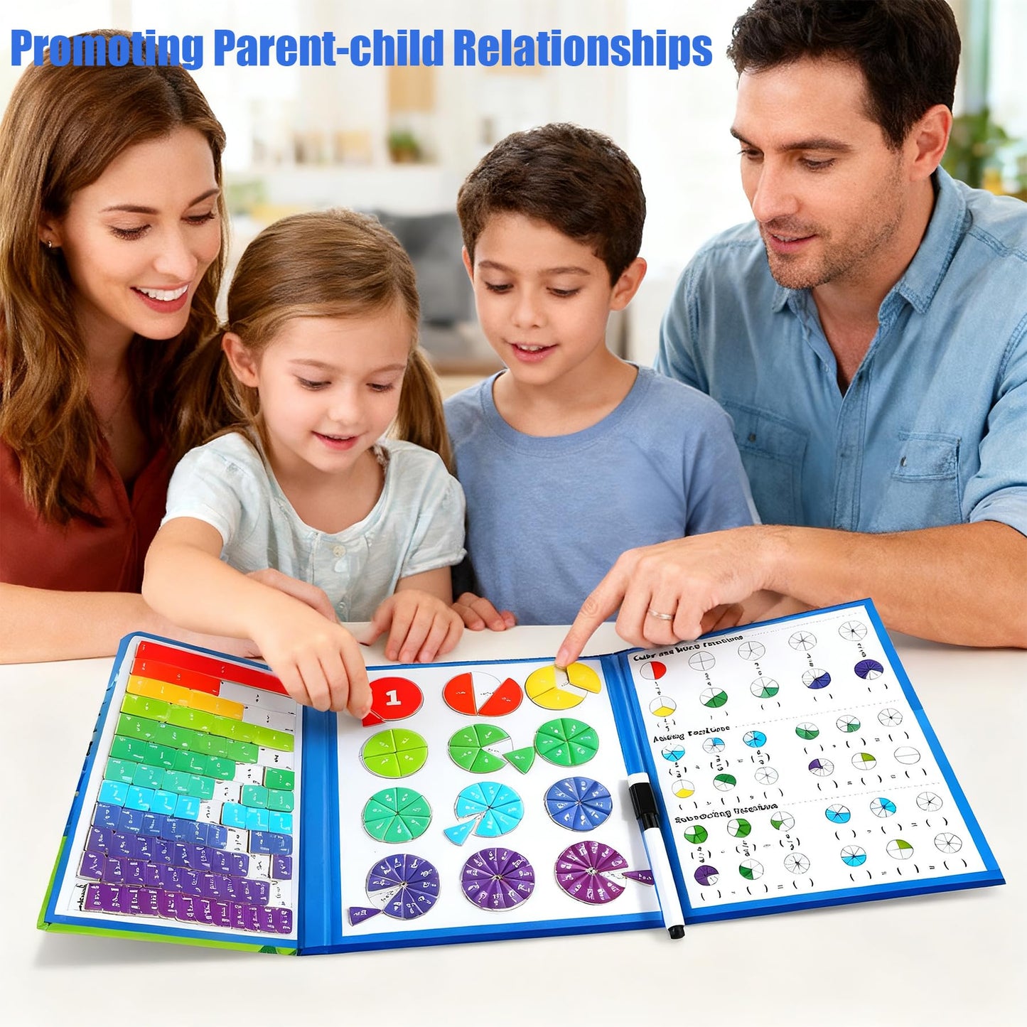 BlivEclat STEM Magnetic Fraction Demonstration Book for Kids with 152 Pcs Math Fraction Magnets Tiles and Disc Set Educational Math Learning Manipulatives Set