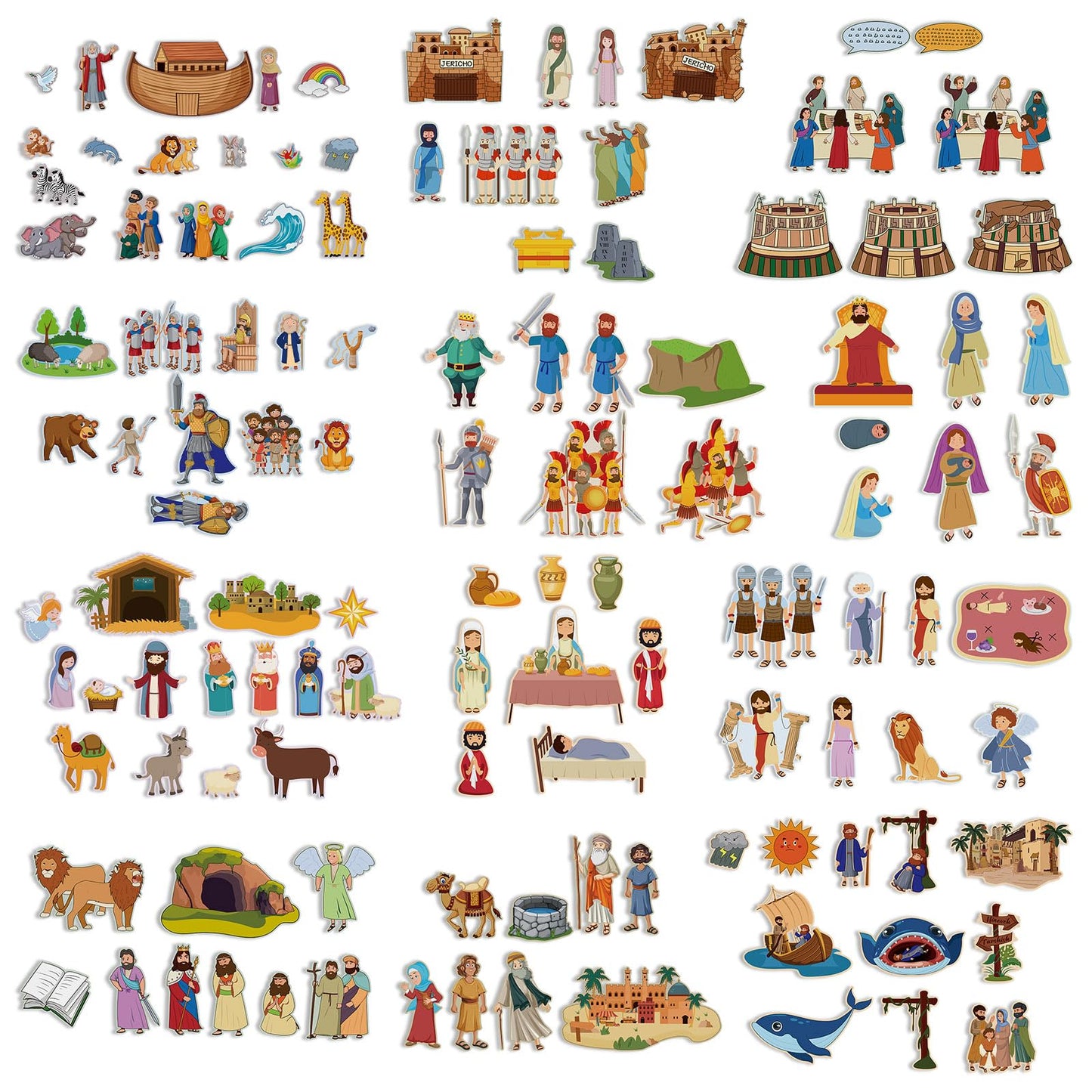 Windkream 12 Set Felt Board Stories Pieces Set Felt Animals Bible Fairy Tales for Preschool Animals Figures Flannel Board Stories for Toddlers Preschool Kindergarten Storytelling(Bible)