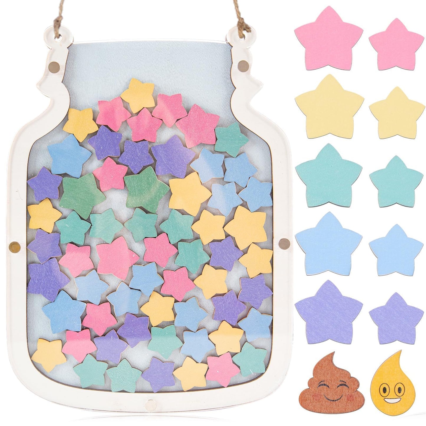 102 PCS Stars Reward Jar for Kids Large Reward Chart for Toddlers Reward System Behavior Chart for Kids Back to School 9.84" X 13" Incentive Jar for Boys Girls Class Students Behavior Management Tools