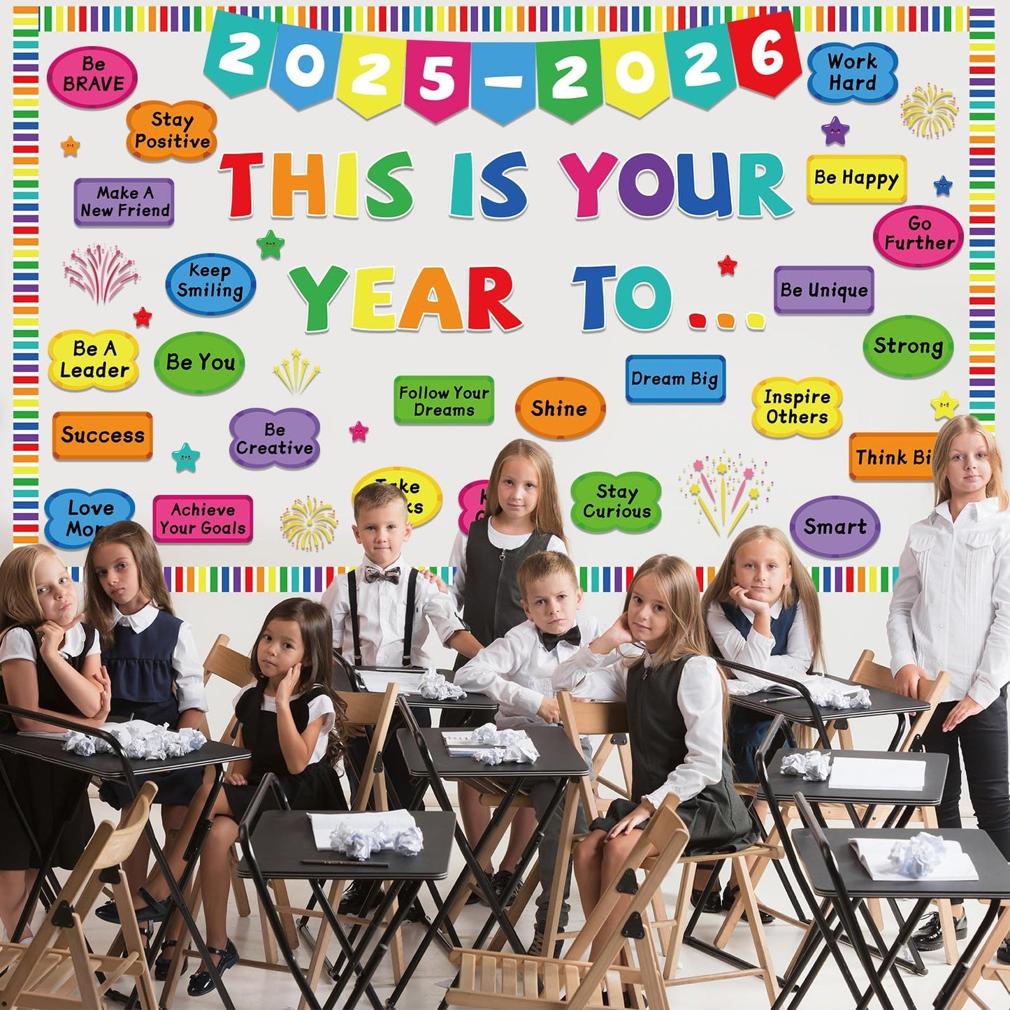 New Year Bulletin Board Set This is Your Year to 2025-2026 Bulletin Board Decorations Inspirational Motivational Paper Cutouts Welcome Back to School Party Classroom Wall Door Decor Supplies