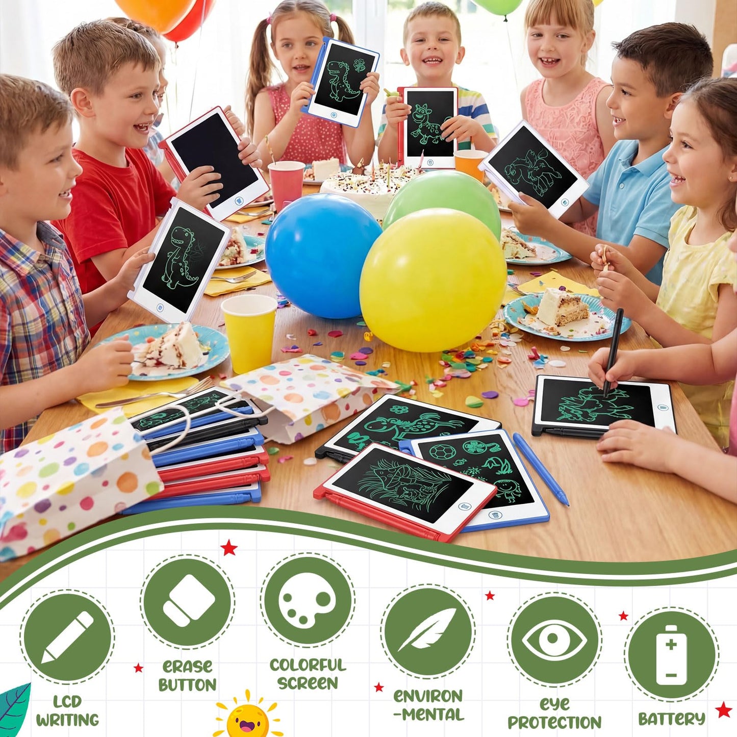 Zhehao 24 Pack LCD Mini Writing Tablet for Kids 4.5 Inch Doodle Board Bulk Erasable Reusable Electronic Drawing Pad Birthday Party Favors Goodie Bag Classroom Gifts(White)