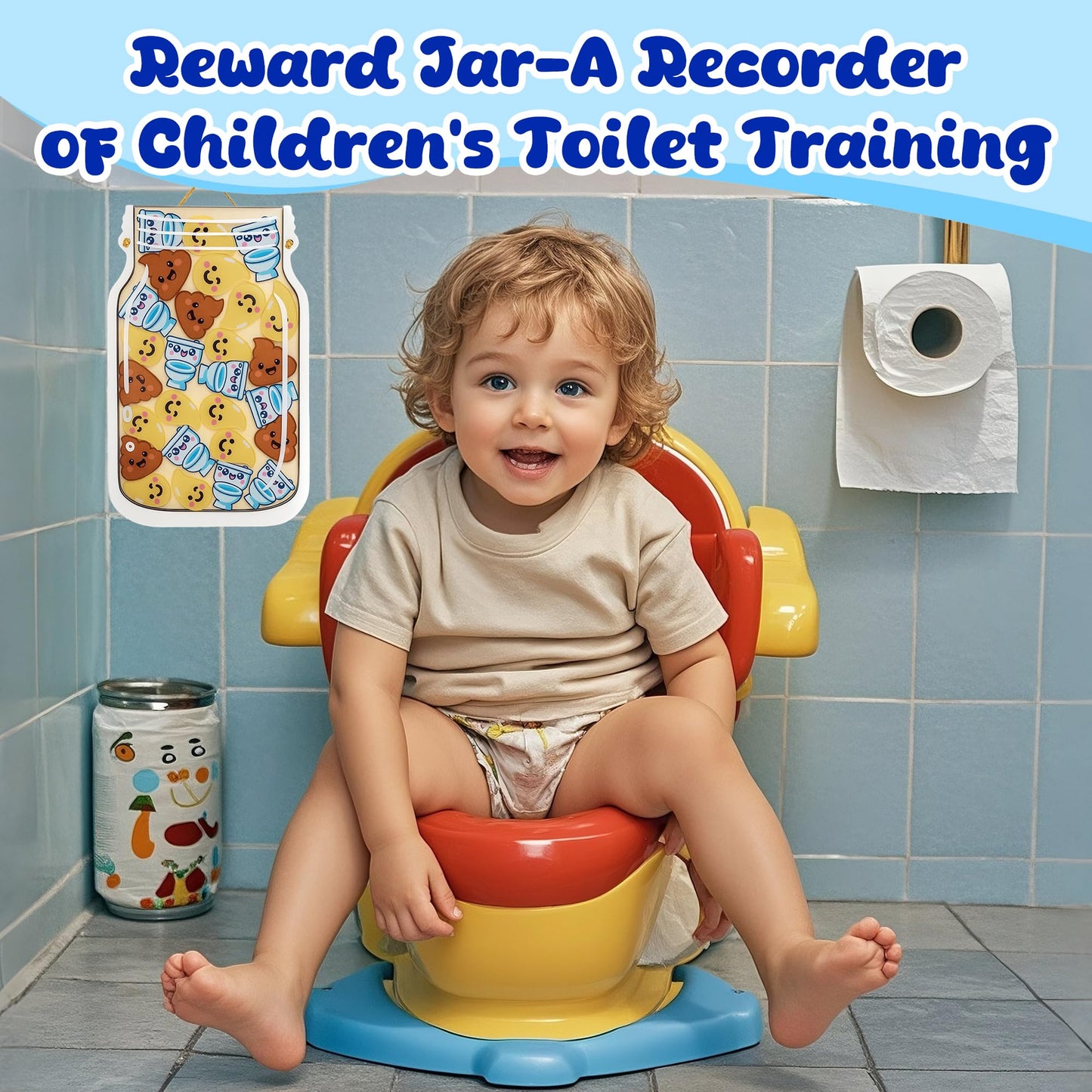 Yoink Reward Jar for Kids, Potty Training Reward Jar with 27 Fun Tokens, Potty Rewards for Toddlers Boys and Girls, Home and Classroom Good Behavior Management Tool
