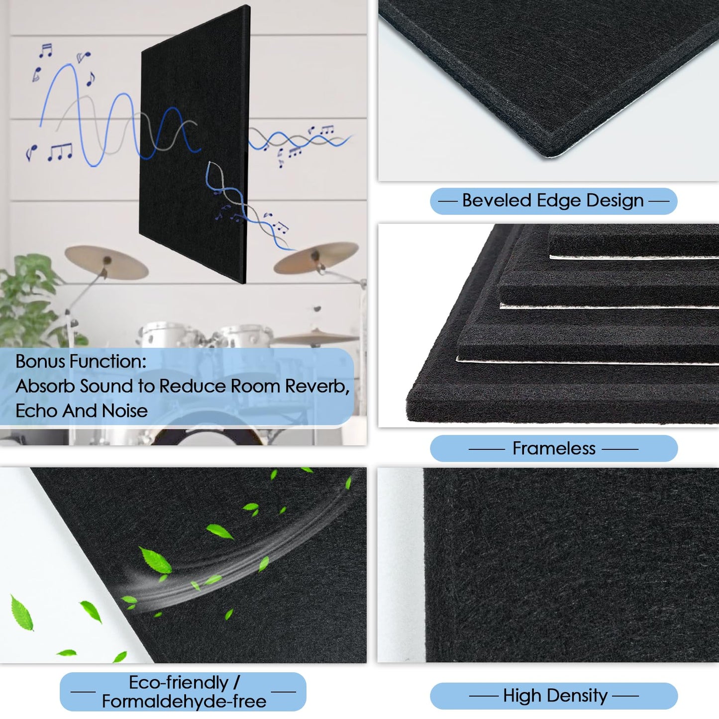 BXI Magnetic Dry Erase Whiteboard & Felt Bulletin Board with Pins Combo, 16 Pcs 12 X 12 X 3/8 Inch Self-Adhesive Vision Display Tiles, Note Memo Panels for Home School Education Office Wall Decor
