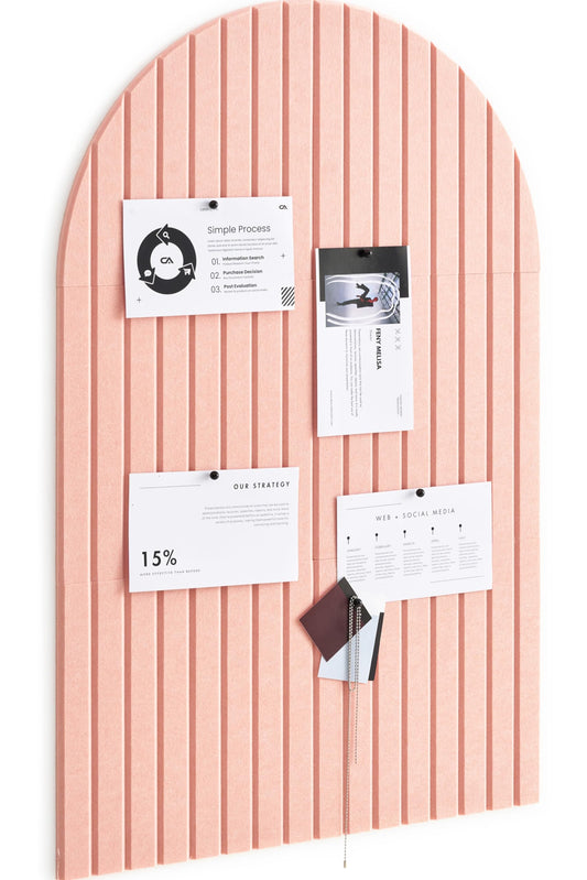 VIVELDA Large Felt Bulletin Board Arched 35" x 24" - Cork Board Alternative for Wall, 6 Felt Tiles with 32 Adhesive Tabs, Stylish Pin Board for Home Office, Bedroom & Classroom (Salmon)