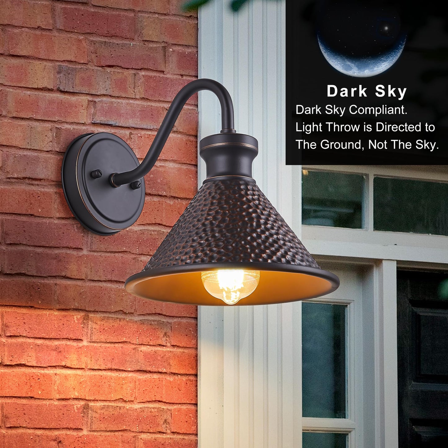 Tarentlight Gooseneck Wall Sconce 1-Light E26, Oil Rubbed Bronze, 9.3 Inch Width, Model W2412-ORB, Ideal for Outdoor and Indoor Use