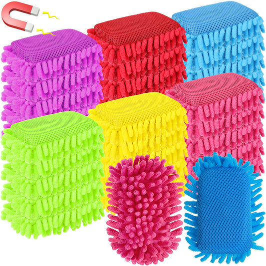 Sherr 30 Pcs Microfiber Shag Dry Erasers Bulk Magnetic Whiteboard Eraser Washable Colorful Chalk Board Eraser Markers Chalk for Adults Home Office Supplies(Vivid Color)