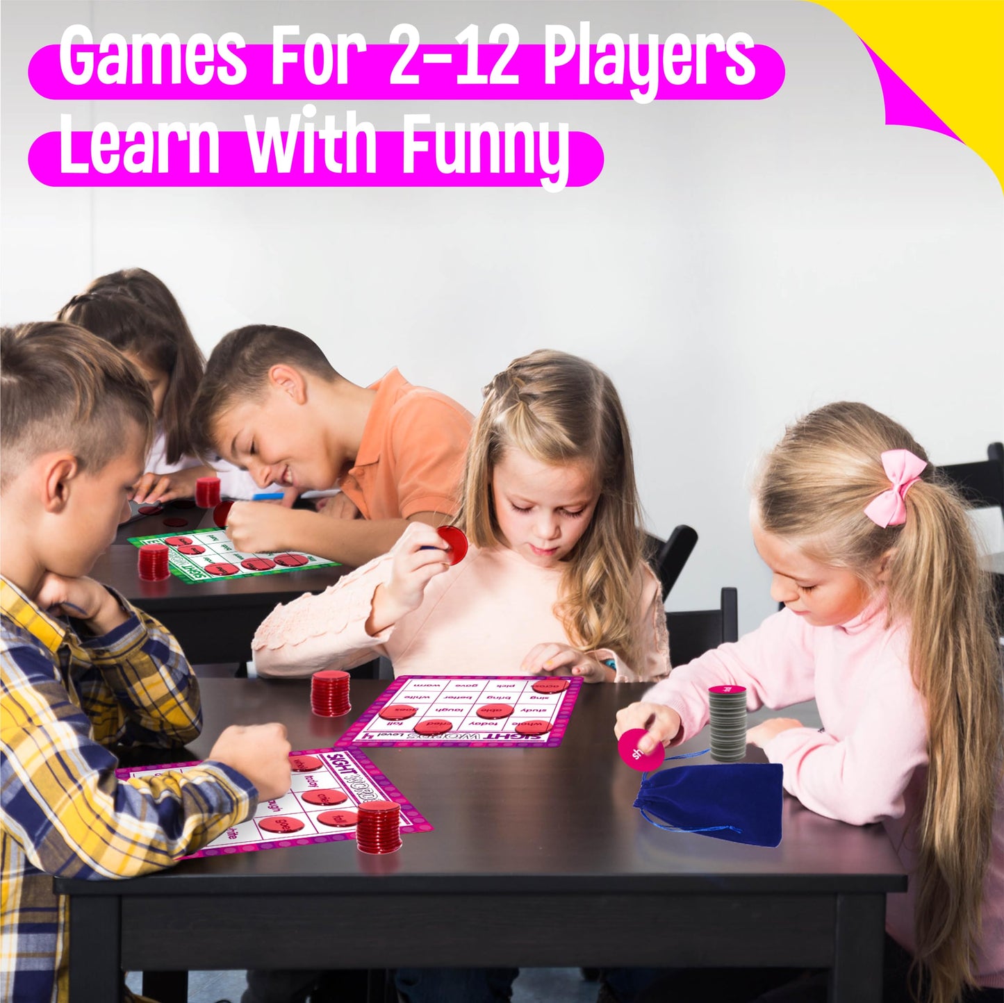 SpriteGru Sight Word Bingo Game, 120 Sight Words Learn to Read Level 3 & Level 4 Bingo Board Game Dolch's & Fry's Words Lists for Kindergarten and Preschool Kids 5+, Perfect for Classroom & At Home