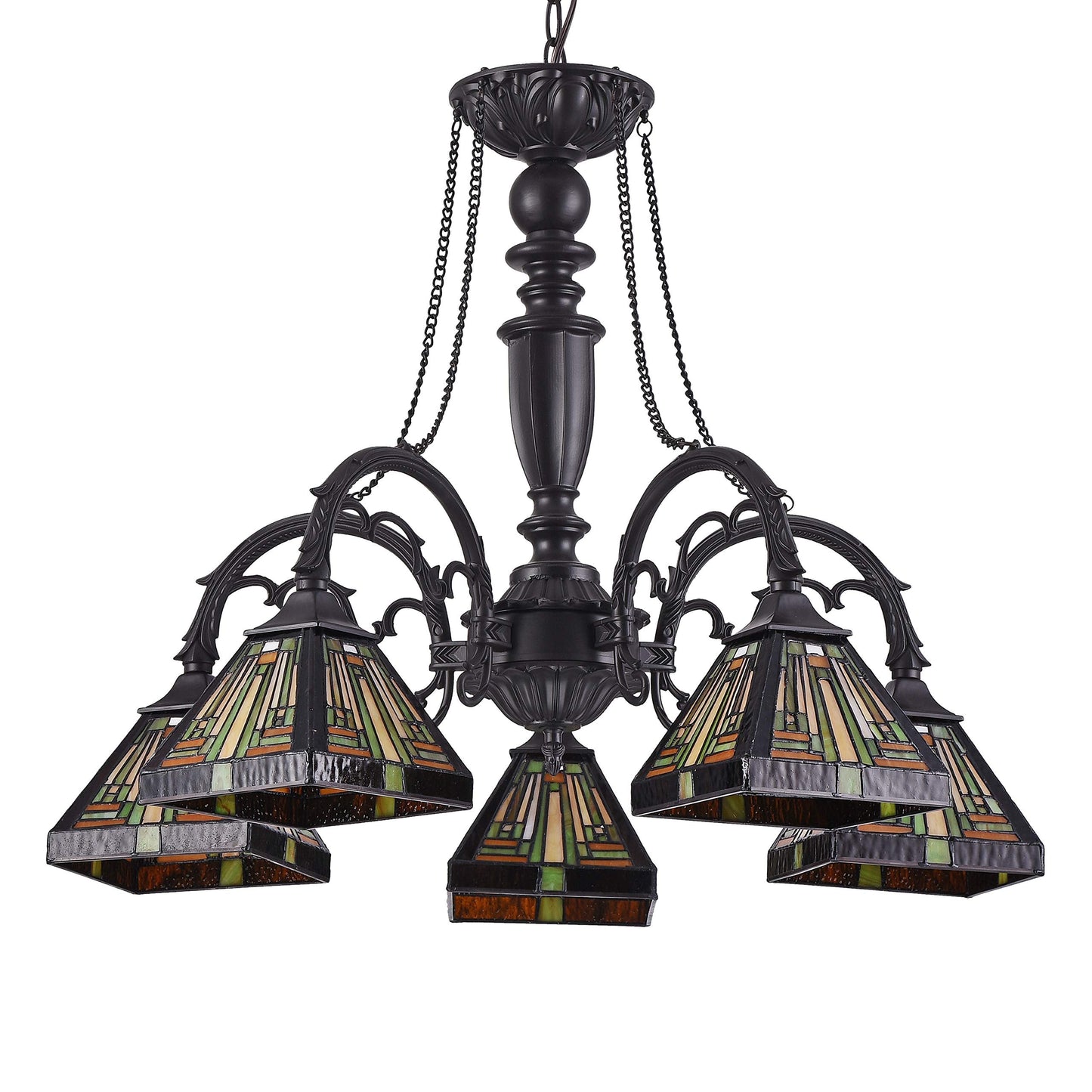 Chloe Lighting Innes Tiffany-Style Chandelier, 5 Light, 27in Wide, Stained Glass, Model CH33359MR27-DC5