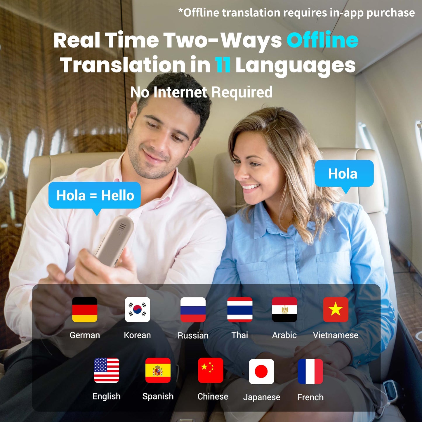 Anfier G9 Language Translator Device, Real-time AI Voice Translation in 144 Languages, Offline 11-Language Two-Way Traductor, Instant Pocket Ingles Español Translators for Business Travel Study White