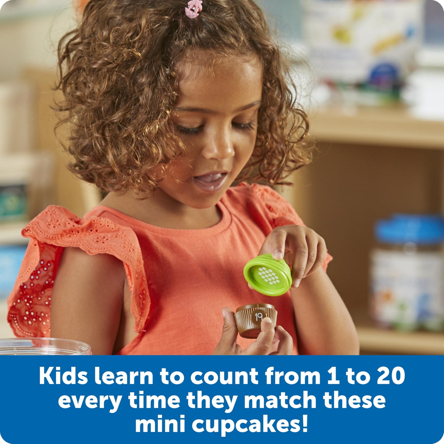 Learning Resources Mini Counting Cupcakes - Birthday Cake, Sensory Toys, Montessori Preschool Activities, Kitchen Play Food Sets for Kids, Fine Motor Games