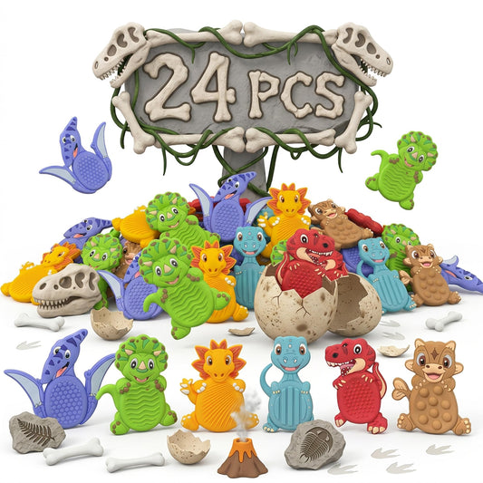 24Pack Dinosaur Sensory Stone for Autistic, Easter Eggs Fillers, Kid Fidget Stress Toys for Kids Classroom, Autism Calming Special Education Must Haves Travel Essentials,Easter Party Favors for Kids