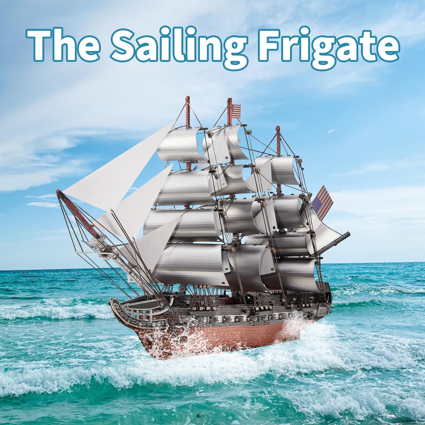 Piececool 3D Metal Puzzles, USS Constitution Sailing Boat Models for Adults Sailing Frigate Warship Sailboat Ship Model Building Kits Hobby Crafts for Adults Creative Gift Ideas Birthday Christmas