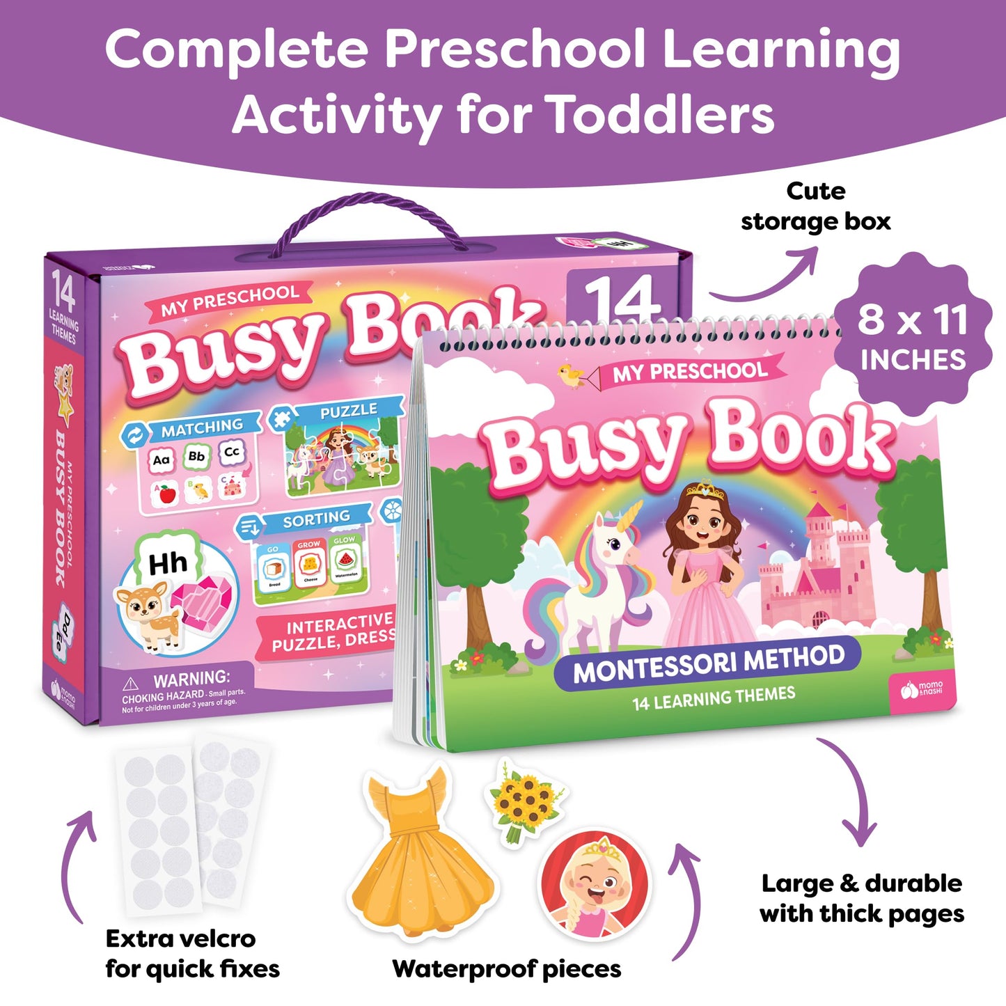 3 Year Old Girl Gifts - Montessori Busy Book For Toddlers 3-5, 4 Year Old Girl Birthday Gifts, Princess Dress Up Unicorn Toys for Girls - Preschool Learning Activities, Toddler Travel Toys for Girls