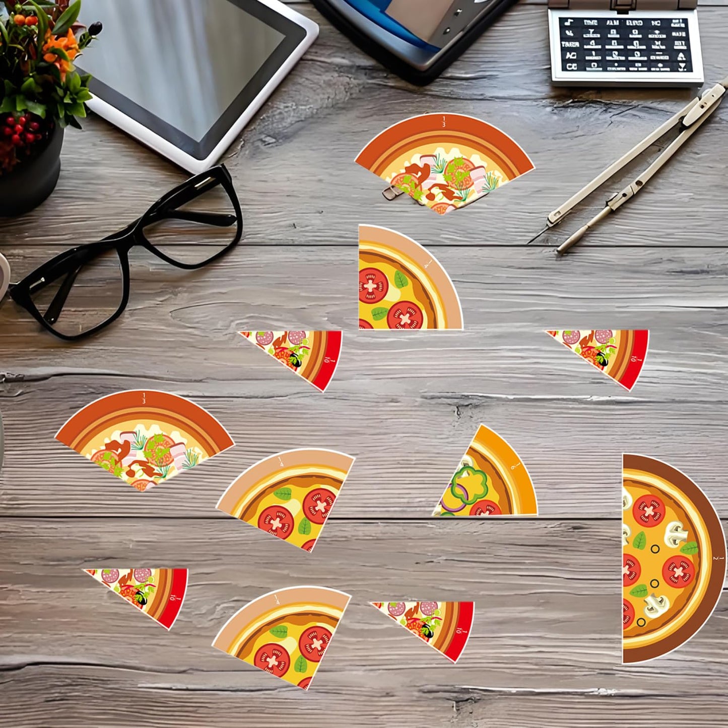 Magnetic Pizza Fraction Set Classroom Math Learning Tool Pizza Fraction Learning Visualization Card Multi-Player Challenge of Homeschool Math Activity (Soft Magnetic Version)