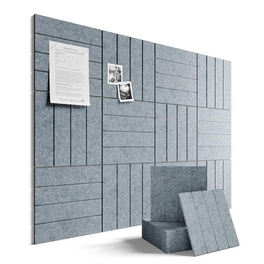 Large Felt Bulletin Board 48" x 36" Cork Board Alternative-12 Pack with 70 Safe Removable Adhesive Tabs, Cork Boards for Walls Cork Board for Home Office Classroom Pin Board-Blue Gray